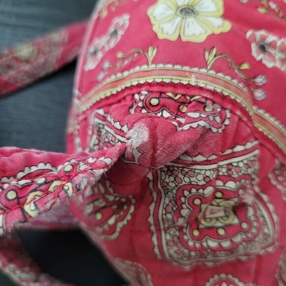 Vintage Red Geometric Floral Print Quilted Drawstring Bag Backpack Boho Hippie - Picture 8 of 8